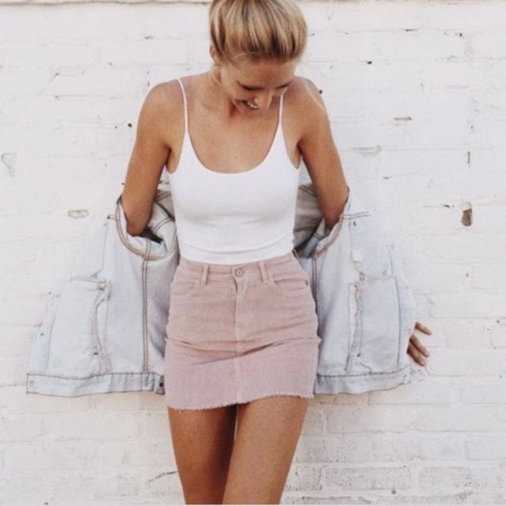 Brandy Melville Juliette pink corduroy skirt